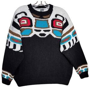 Vtg 1980s Sync Tribal Navajo Knit Pullover Sweater Adult Sz M